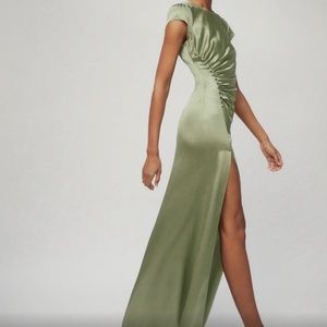 Reformation artichoke green silk dress size 12
